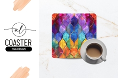 Colorful Abstract Leaf Pattern with Gold Outlines and Staine Product Image 1