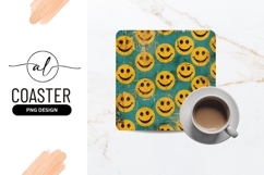 Yellow Smiley Faces on Teal Distressed Background Texture Product Image 1