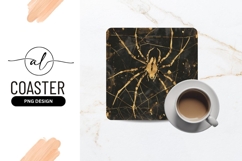 Gold Spider and Web Illustration on Black Textured Product Image 1