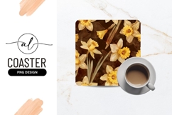 Watercolor Daffodil Floral Pattern with Yellow and Brown Product Image 1
