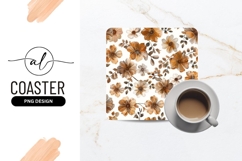 Watercolor Floral Pattern in Brown and White with Leaves Product Image 1