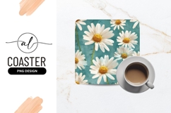 Daisy Flowers Illustration on Teal Background with Textured Product Image 1