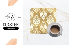 Gold and White Damask Pattern Repeat on Textured Background Product Image 1