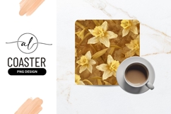 Daffodils Floral Pattern in Yellow and Cream on Brown Product Image 1
