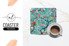 Floral Pattern with Colorful Flowers on Teal Background Product Image 1