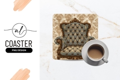 Ornate Blue Armchair Illustration with Floral Pattern Product Image 1
