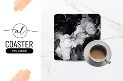 Black And White Marble Texture Graphic Square Coaster Product Image 1