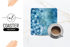 Watercolor Floral Arrangement in Shades of Blue with Texture Product Image 1
