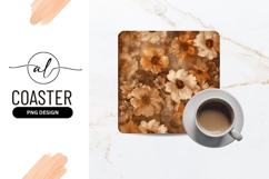 Sepia toned floral pattern with orange and cream flowers Product Image 1