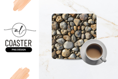 Natural River Stone Pebbles Square Coaster Png Product Image 1