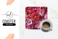 Intricate Paper Flower Arrangement Square Coaster Png Product Image 1
