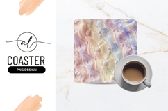 Pastel Knitted Texture with White Shapes and Square Coaster Product Image 1