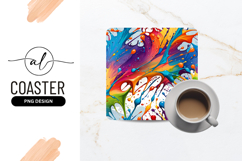 Abstract Colorful Paint Splatter Background Square Coaster Product Image 1