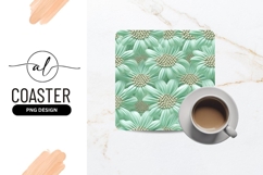 Mint Green Floral Pattern with Beige Centers Repeating Product Image 1