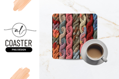 Knitted Braided Colorful Texture Background Square Coaster Product Image 1