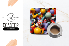 Colorful Abstract 3D Shapes Background Square Coaster Product Image 1