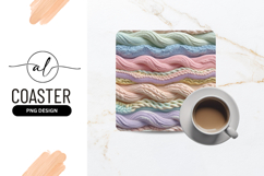 Pastel Braided Knit Texture Square Coaster Png Product Image 1