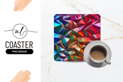 Abstract Polygonal Mosaic Colorful Background Square Coaster Product Image 1