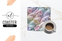 Pastel Braided Knit Texture with 3 D Flowers Decorative Product Image 1
