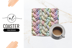 Pastel Braided Texture Square Coaster Png Product Image 1