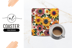 Floral Paper Quilling Art Square Coaster Png Product Image 1