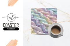 Pastel Braided Knit Texture Square Coaster Png Product Image 1