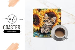 Kitten in Sunflowers with Embroidered Details Product Image 1