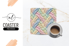Pastel Woven Fiber Seamless Texture Square Coaster Png Product Image 1