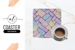 Pastel Woven Texture Square Coaster Png Product Image 1