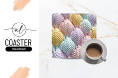 Pastel Knitted Texture Square Coaster Png Product Image 1