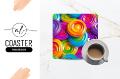 Colorful Swirl Square Coaster Png Background Product Image 1