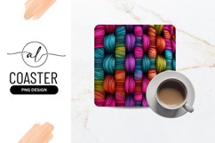 Colorful Woven Texture Close Up Square Coaster Product Image 1
