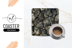 Dark Stone Pavement Rock Texture Square Coaster Png Product Image 1