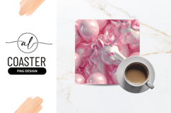 Pink Unicorn Balloons Abstract Square Coaster Png Product Image 1