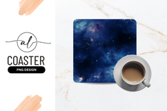 Blue Space Galaxy Stars Square Coaster Png Product Image 1