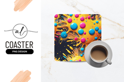 Abstract Splatter Art Square Coaster Png Design Product Image 1