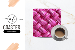Pink Woven Pattern Square Coaster Png Product Image 1