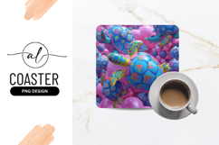 Colorful Turtles Floating On Pink Bubble Background Product Image 1