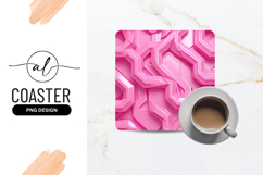 Pink Geometric Square Coaster Png Abstract Design Product Image 1