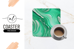 Mint Green Abstract Swirls Art Square Coaster Png Product Image 1