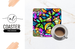Colorful Stained Glass Mosaic Pattern Square Coaster Product Image 1