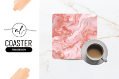 Pink Marble Texture With Gold Accents Square Coaster Product Image 1