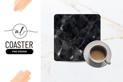 Black Marble Stone Texture Square Coaster Png Product Image 1