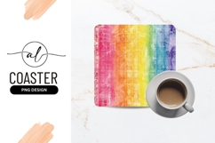 Vibrant rainbow square coaster png design Product Image 1