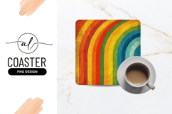 Vibrant rainbow square coaster png design Product Image 1
