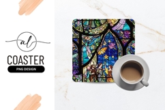 Vibrant Stained Glass Floral And Figures Art Product Image 1
