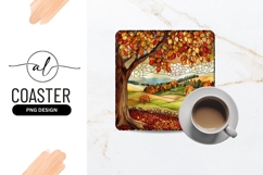Autumn landscape square coaster png design Product Image 1