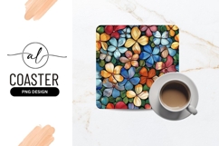 Colorful flower pattern square coaster png design Product Image 1