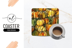Stained glass pumpkin square coaster png design Product Image 1