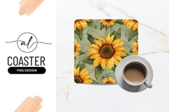 Vibrant sunflower square coaster png design Product Image 1